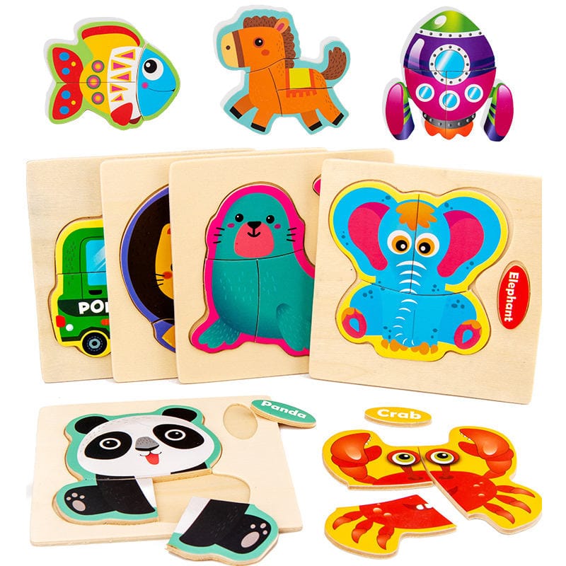 Puzzles en bois pour enfants, puzzle animaux, jouets éducatifs