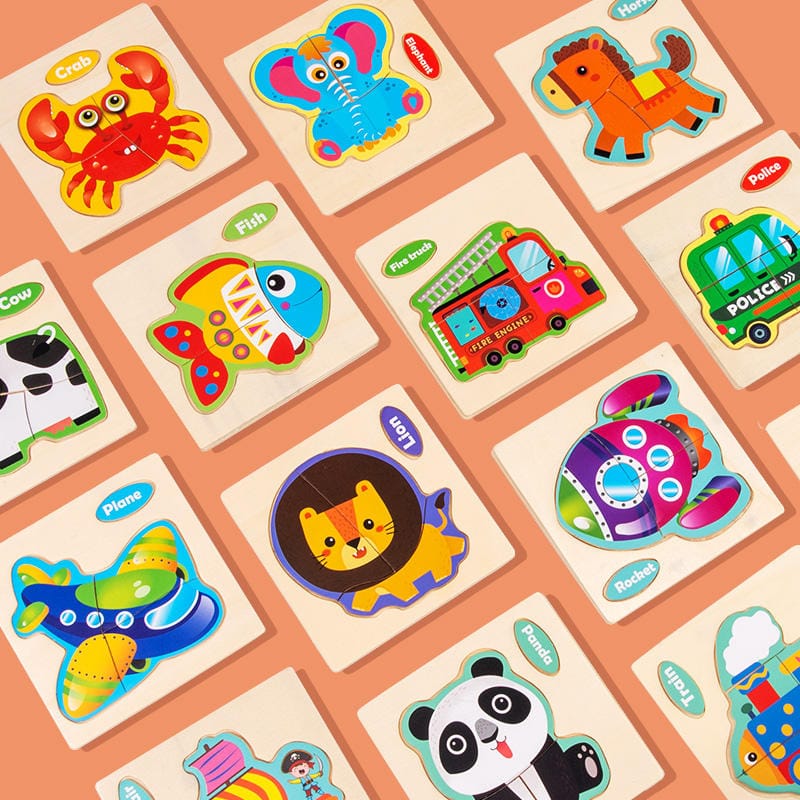 Puzzles en bois pour enfants, puzzle animaux, jouets éducatifs